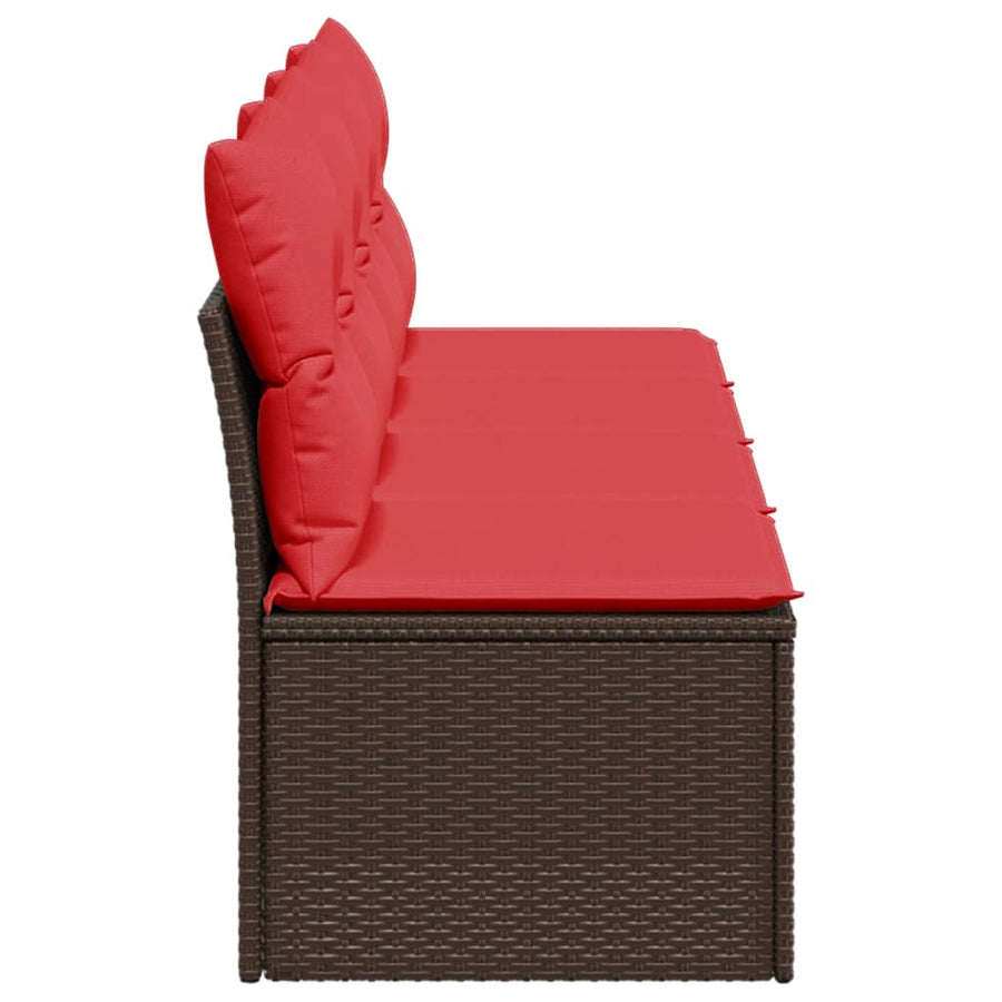 Tuinbank 4-Zits Met Kussens Poly Rattan 1 Bruin