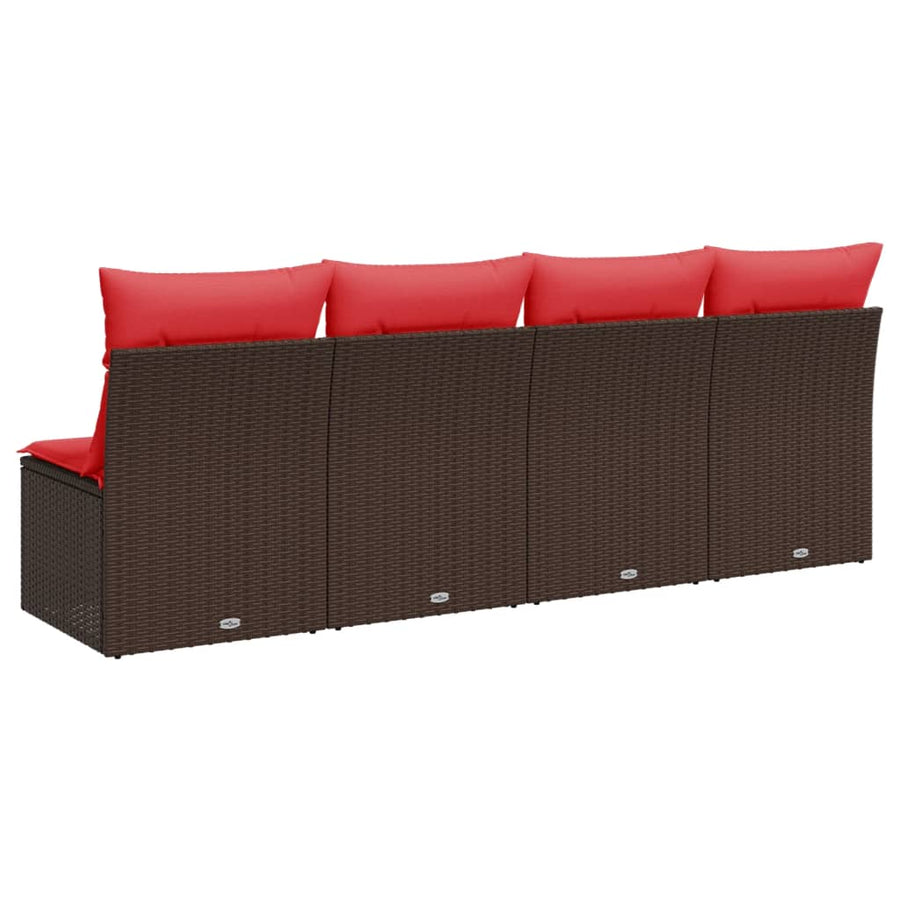 Tuinbank 4-Zits Met Kussens Poly Rattan 1 Bruin