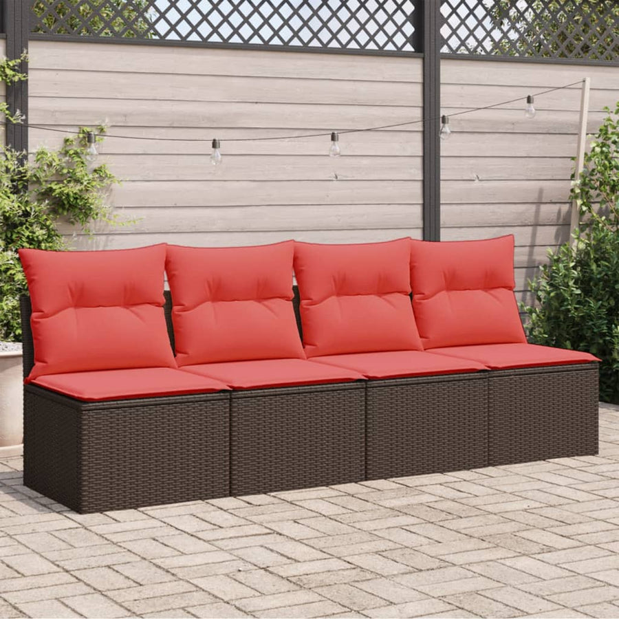 Tuinbank 4-Zits Met Kussens Poly Rattan 1 Bruin