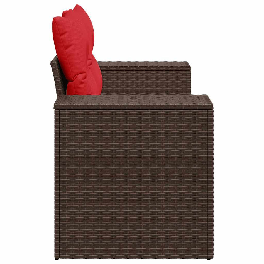 Tuinbank 2-zits met kussens poly rattan bruin
