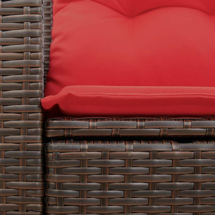 Tuinbank 2-zits met kussens poly rattan bruin