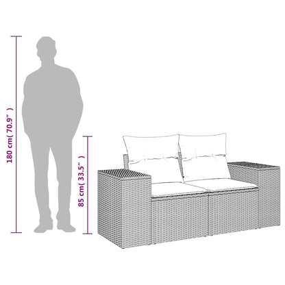 Tuinbank 2-zits met kussens poly rattan bruin