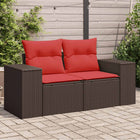 Tuinbank 2-zits poly rattan bruin 186x62x69 cm