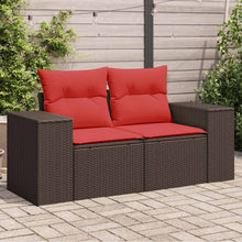 Tuinbank 2-zits met kussens poly rattan bruin