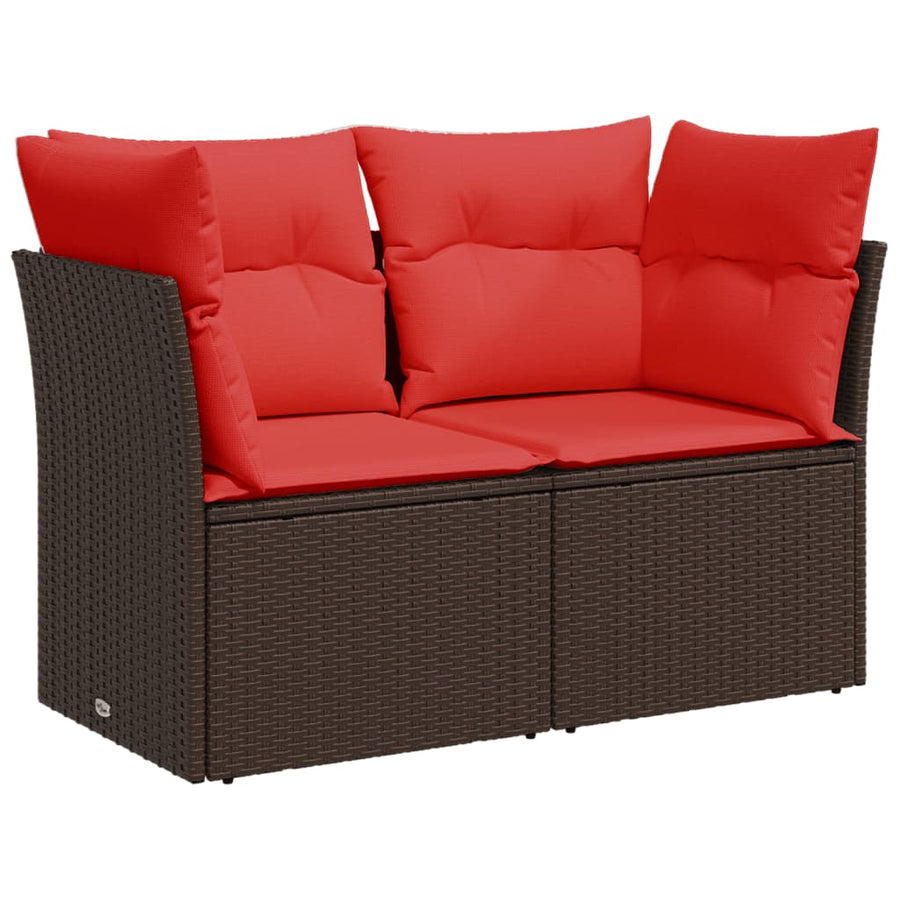 Tuinbank 2-Zits Met Kussens Poly Rattan 1 Bruin
