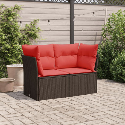 Tuinbank 2-Zits Met Kussens Poly Rattan 1 Bruin