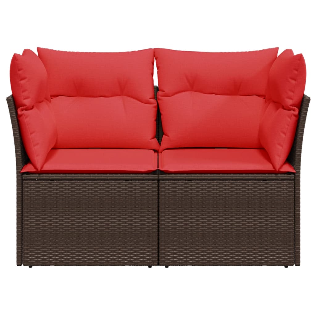 Tuinbank 2-Zits Met Kussens Poly Rattan 1 Bruin
