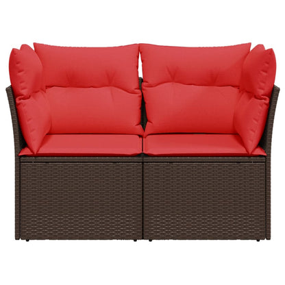 Tuinbank 2-Zits Met Kussens Poly Rattan 1 Bruin