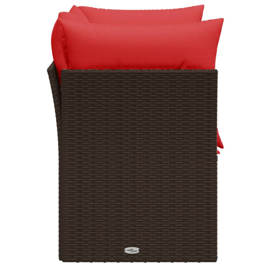 Tuinbank 2-Zits Met Kussens Poly Rattan 1 Bruin