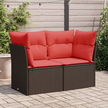 Tuinbank 2-Zits Met Kussens Poly Rattan 1 Bruin