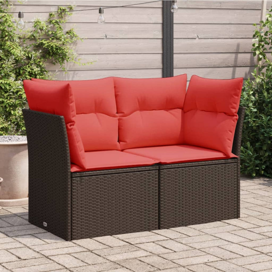 Tuinbank 2-Zits Met Kussens Poly Rattan 1 Bruin