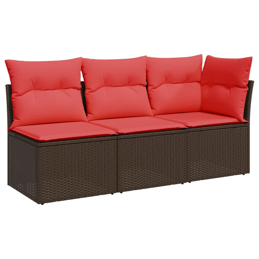 Tuinbank 3-Zits Met Kussens Poly Rattan 1 Bruin