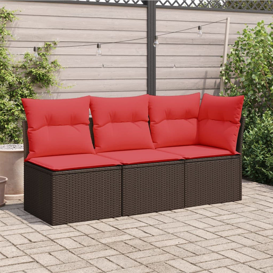 Tuinbank 3-Zits Met Kussens Poly Rattan 1 Bruin
