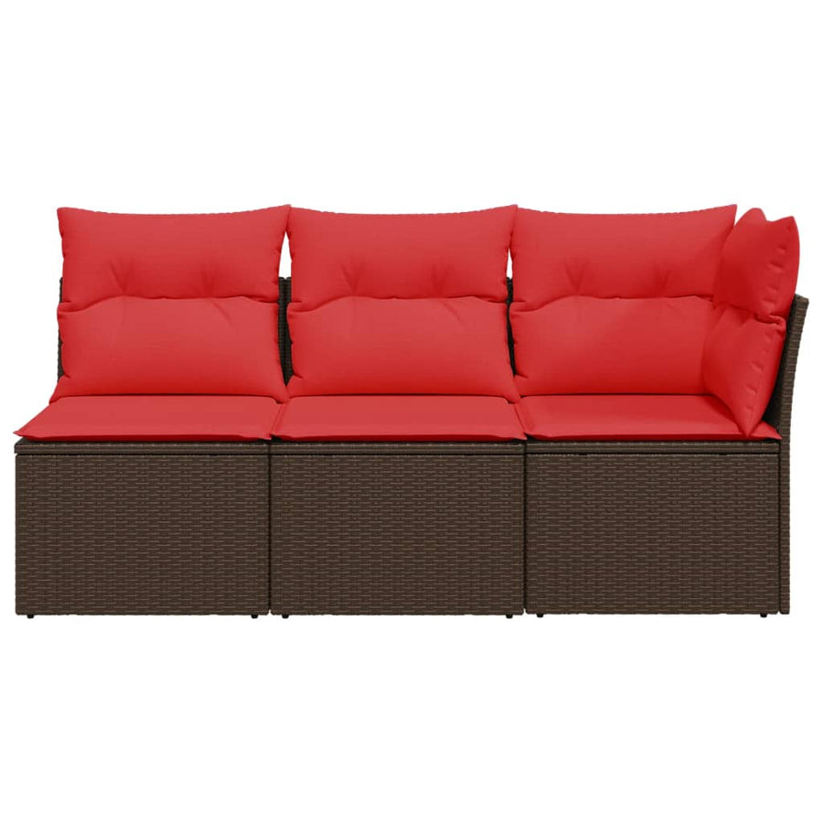 Tuinbank 3-Zits Met Kussens Poly Rattan 1 Bruin