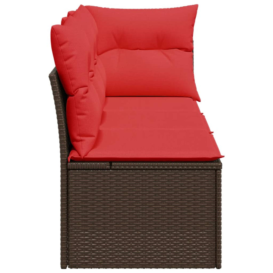 Tuinbank 3-Zits Met Kussens Poly Rattan 1 Bruin