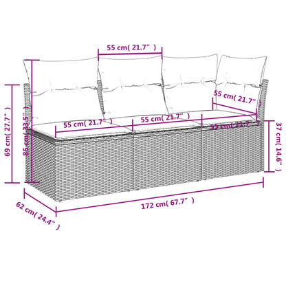 Tuinbank 3-Zits Met Kussens Poly Rattan 1 Bruin