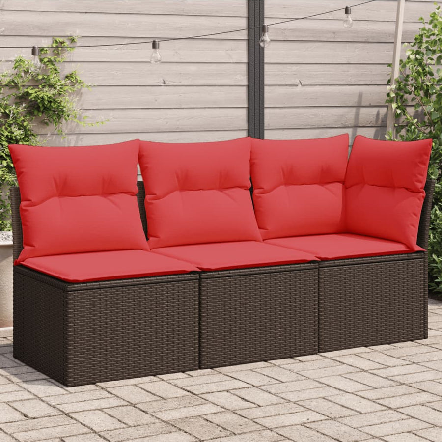 Tuinbank 3-Zits Met Kussens Poly Rattan 1 Bruin