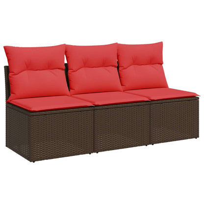 Tuinbank 3-Zits Met Kussens Poly Rattan 1 Bruin