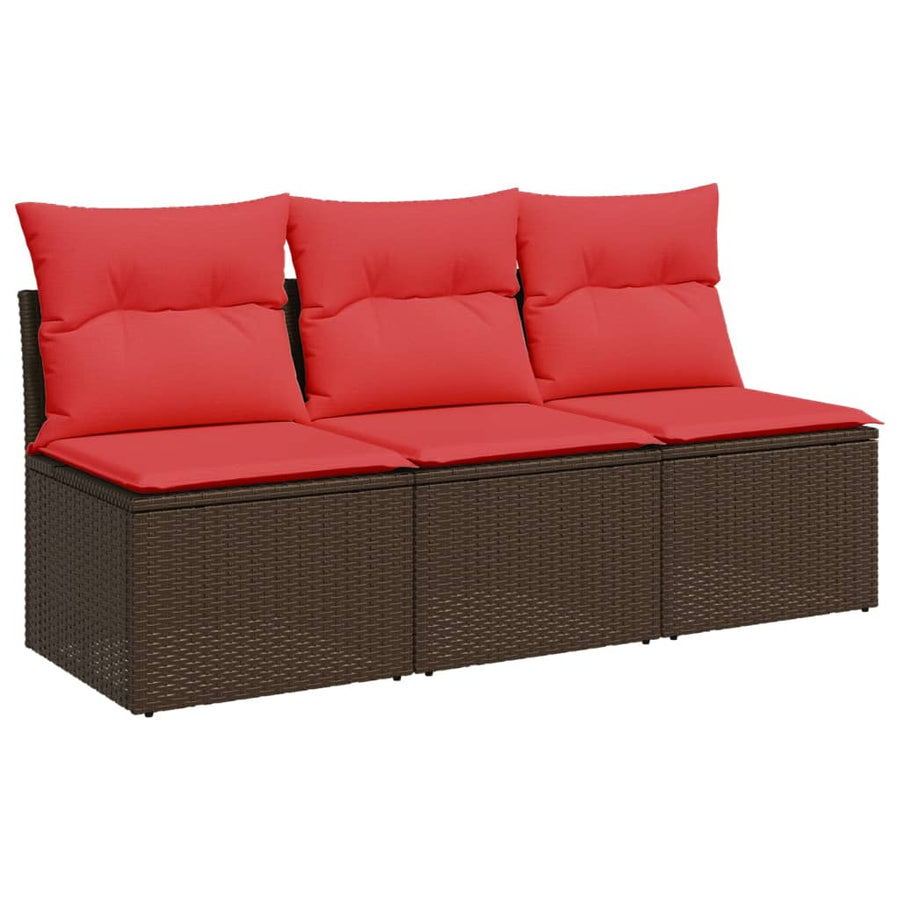 Tuinbank 3-Zits Met Kussens Poly Rattan 1 Bruin