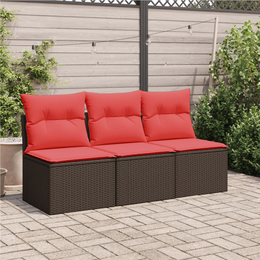 Tuinbank 3-Zits Met Kussens Poly Rattan 1 Bruin
