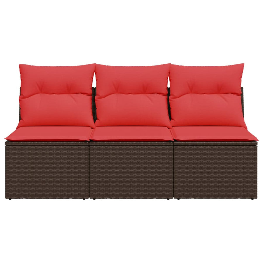 Tuinbank 3-Zits Met Kussens Poly Rattan 1 Bruin