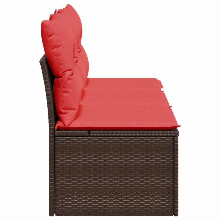 Tuinbank 3-Zits Met Kussens Poly Rattan 1 Bruin