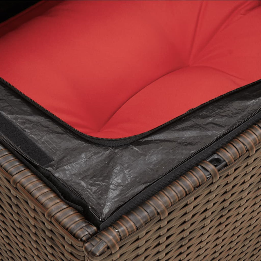 Tuinbank 3-Zits Met Kussens Poly Rattan 1 Bruin