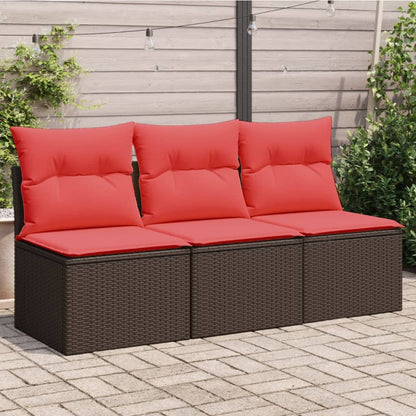 Tuinbank 3-Zits Met Kussens Poly Rattan 1 Bruin