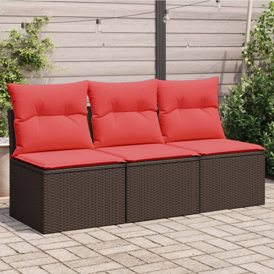 Tuinbank 3-Zits Met Kussens Poly Rattan 1 Bruin
