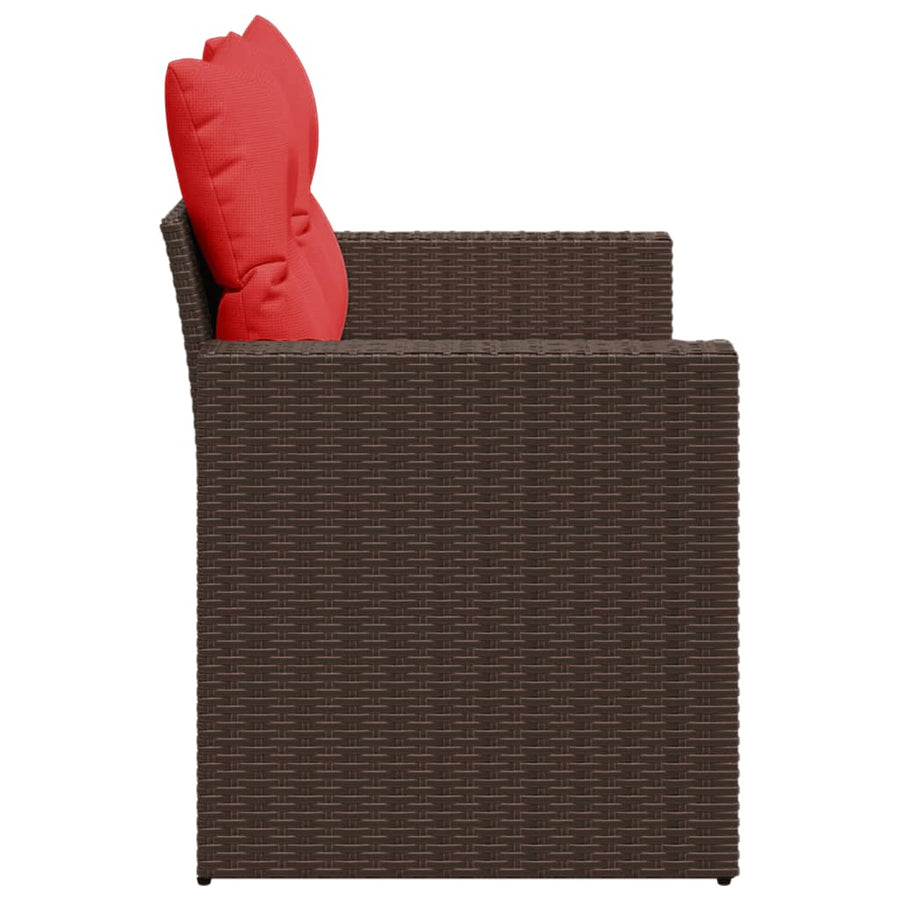 Tuinbank 2-zits met kussens poly rattan bruin