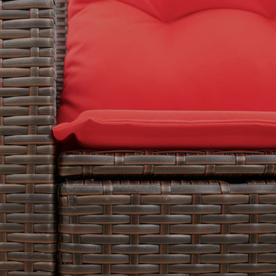 Tuinbank 2-zits met kussens poly rattan bruin