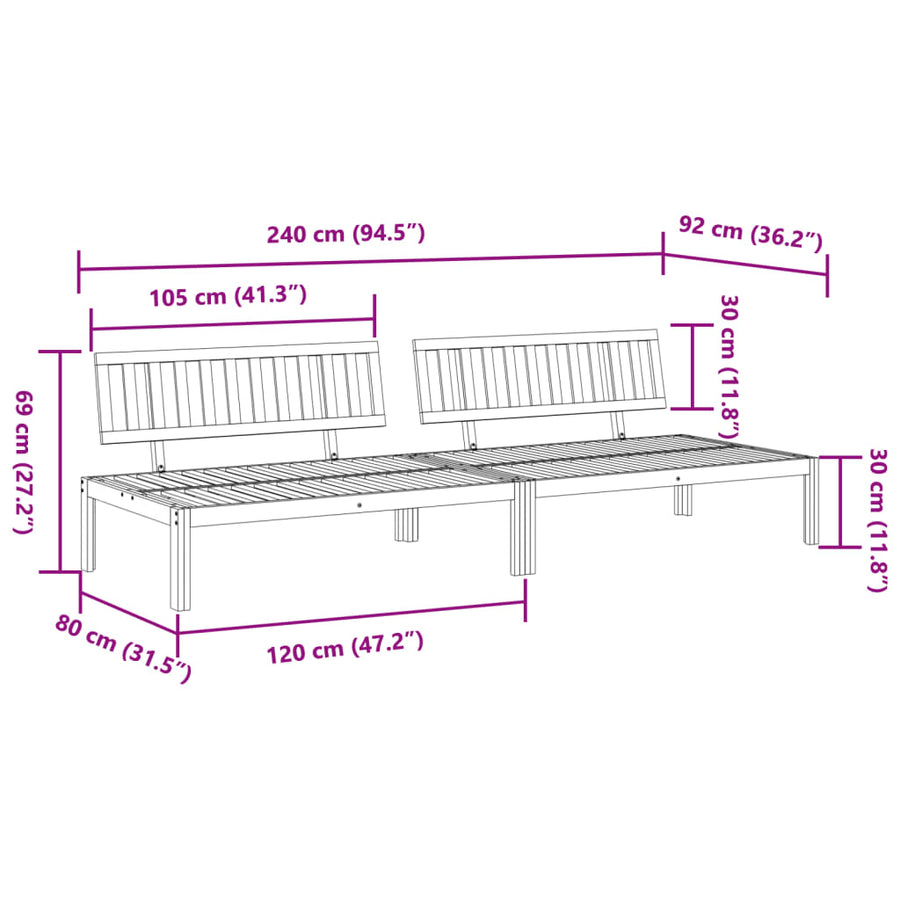 Tuinmiddenbanken 2 st pallet massief acaciahout