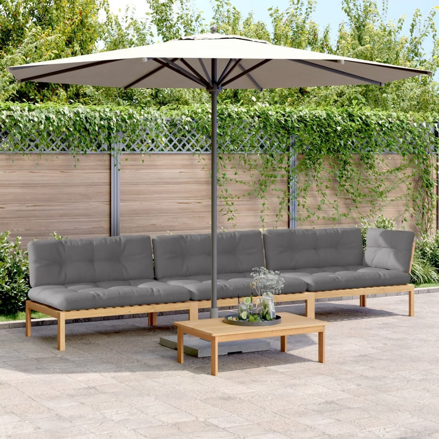 4-delige Loungeset pallet met kussens massief acaciahout
