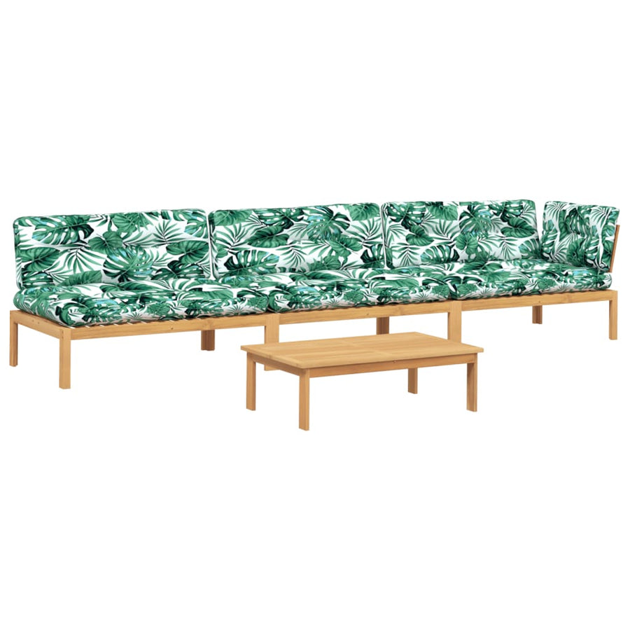 4-delige Loungeset pallet met kussens massief acaciahout