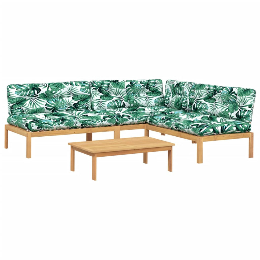 4-delige Loungeset pallet met kussens massief acaciahout