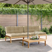 Garden center benches 2 pcs with cushions solid acacia wood