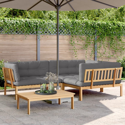 4-Delige Loungeset Pallet Met Kussens Massief Acaciahout Grijs 1