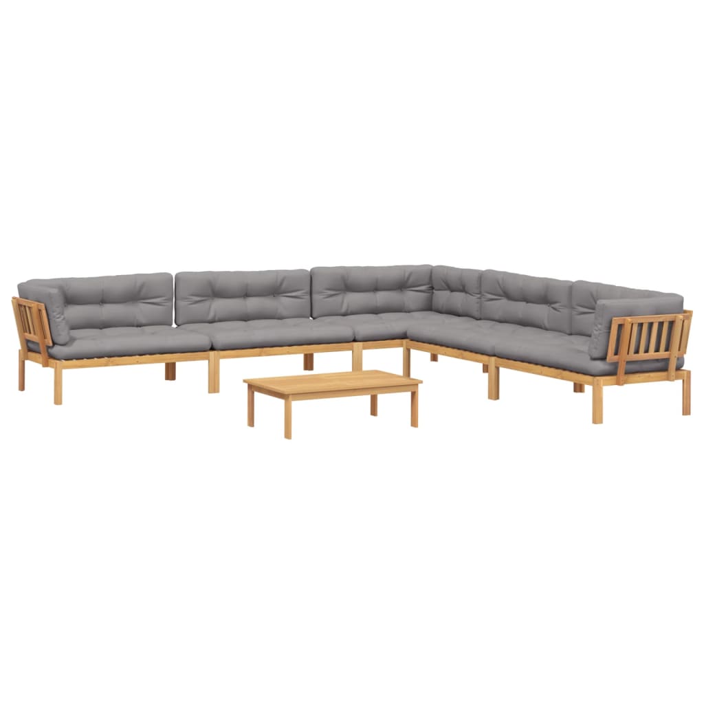 6-delige Loungeset pallet met kussens massief acaciahout