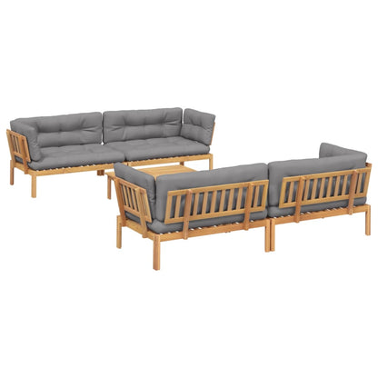 5-Delige Loungeset Pallet Met Kussens Massief Acaciahout Grijs 1