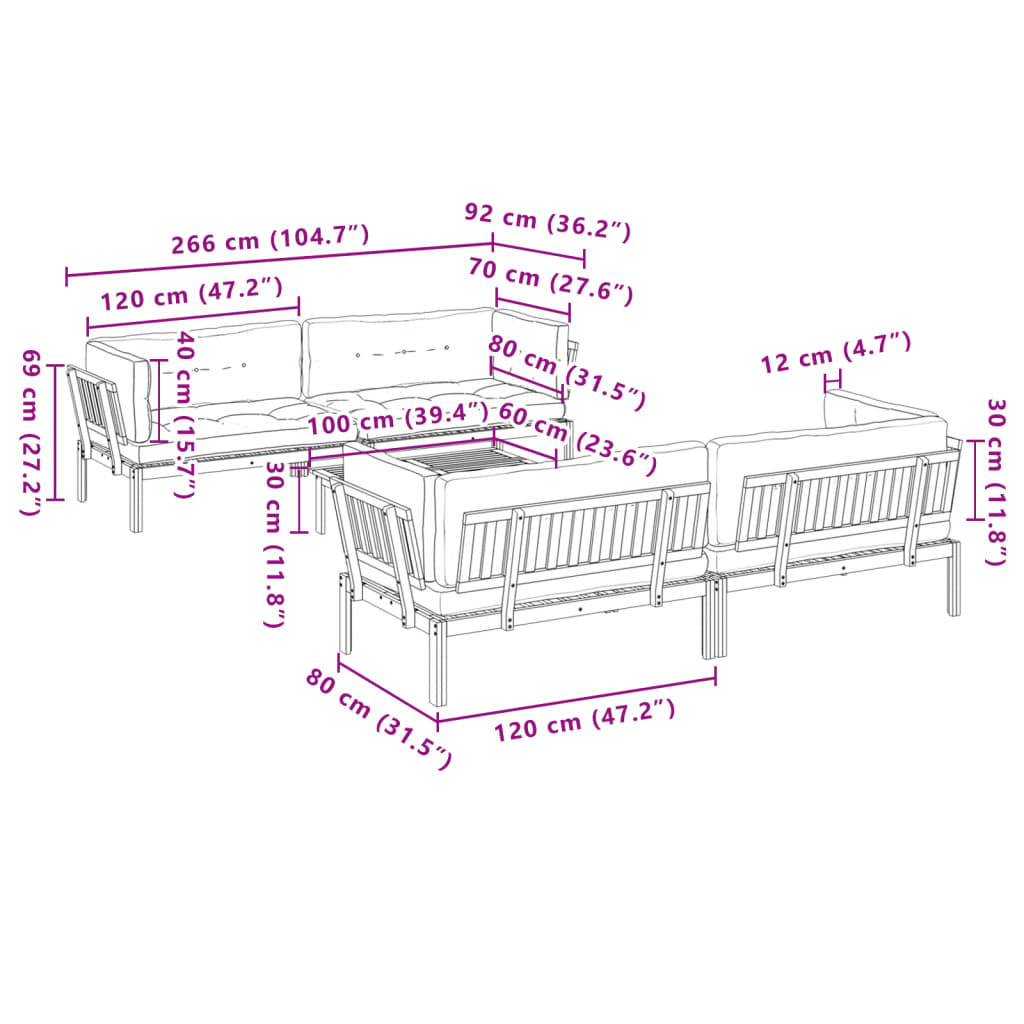 5-Delige Loungeset Pallet Met Kussens Massief Acaciahout Grijs 1