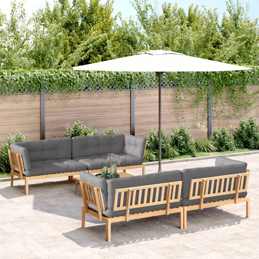 5-Delige Loungeset Pallet Met Kussens Massief Acaciahout Grijs 1