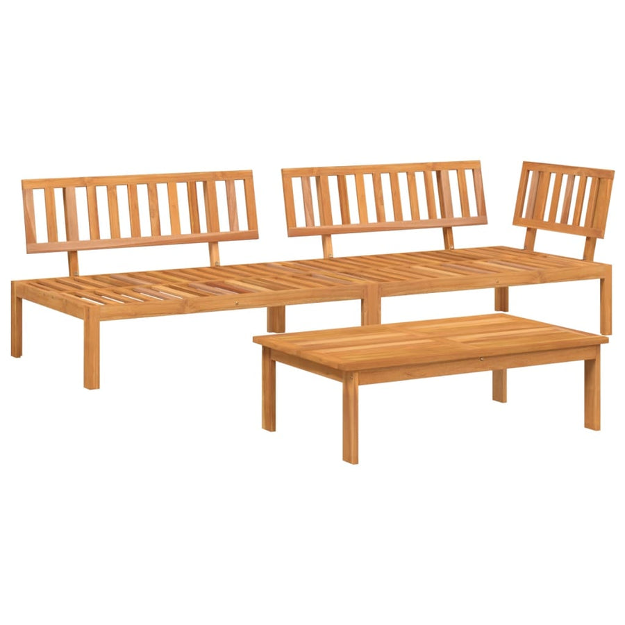 3-Delige Loungeset Pallet Massief Acaciahout Donkerbruin