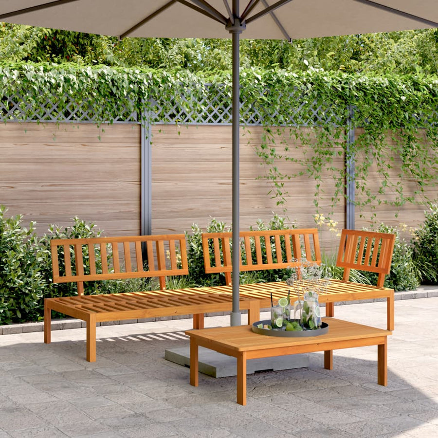 3-Delige Loungeset Pallet Massief Acaciahout Donkerbruin