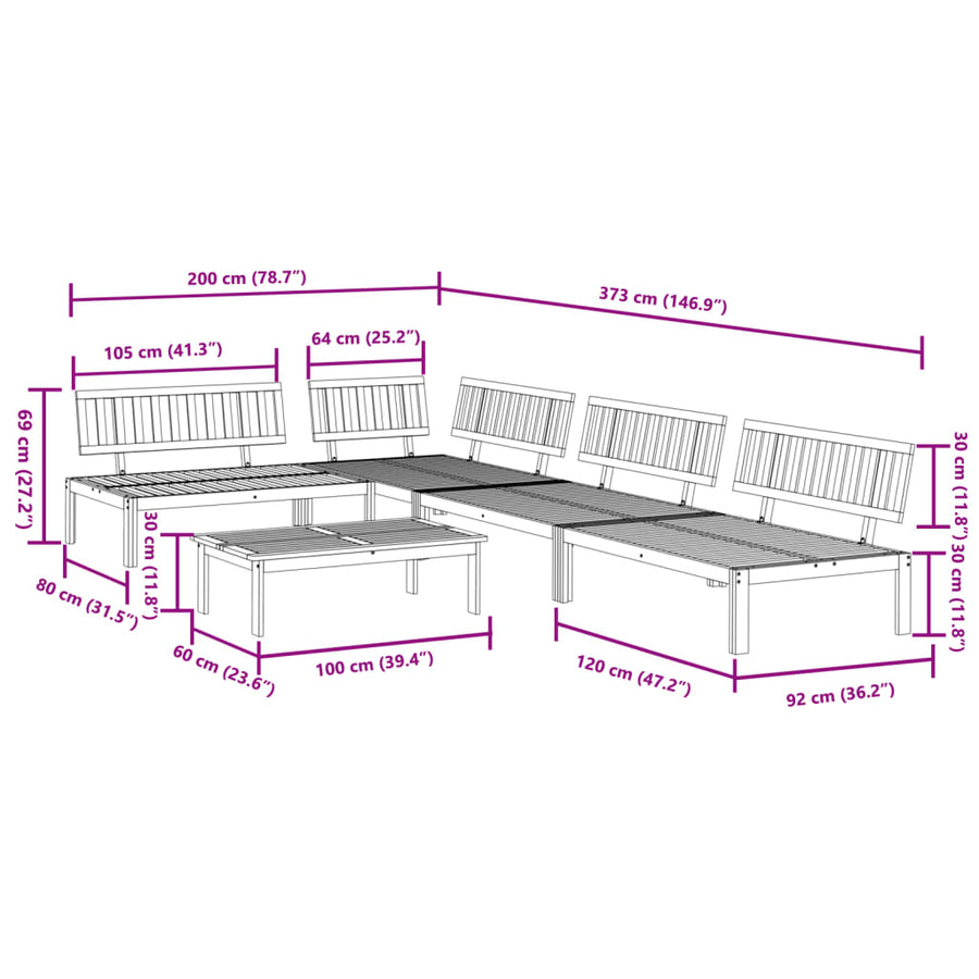 5-Delige Loungeset Pallet Massief Acaciahout Bruin 1