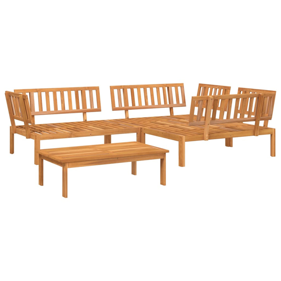 4-delige Loungeset pallet massief acaciahout