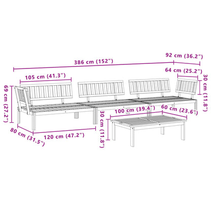 4-Delige Loungeset Pallet Massief Acaciahout Bruin 1