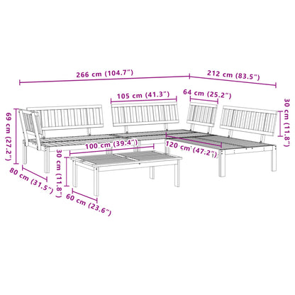 4-Delige Loungeset Pallet Massief Acaciahout Bruin 1