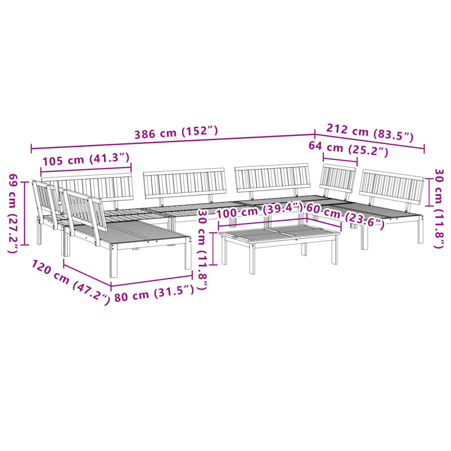 6-Delige Loungeset Pallet Massief Acaciahout Bruin 1