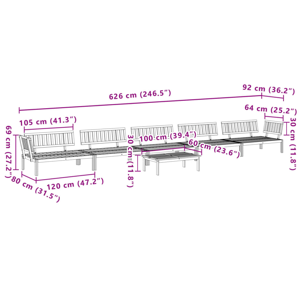 6-Delige Loungeset Pallet Massief Acaciahout Bruin 1