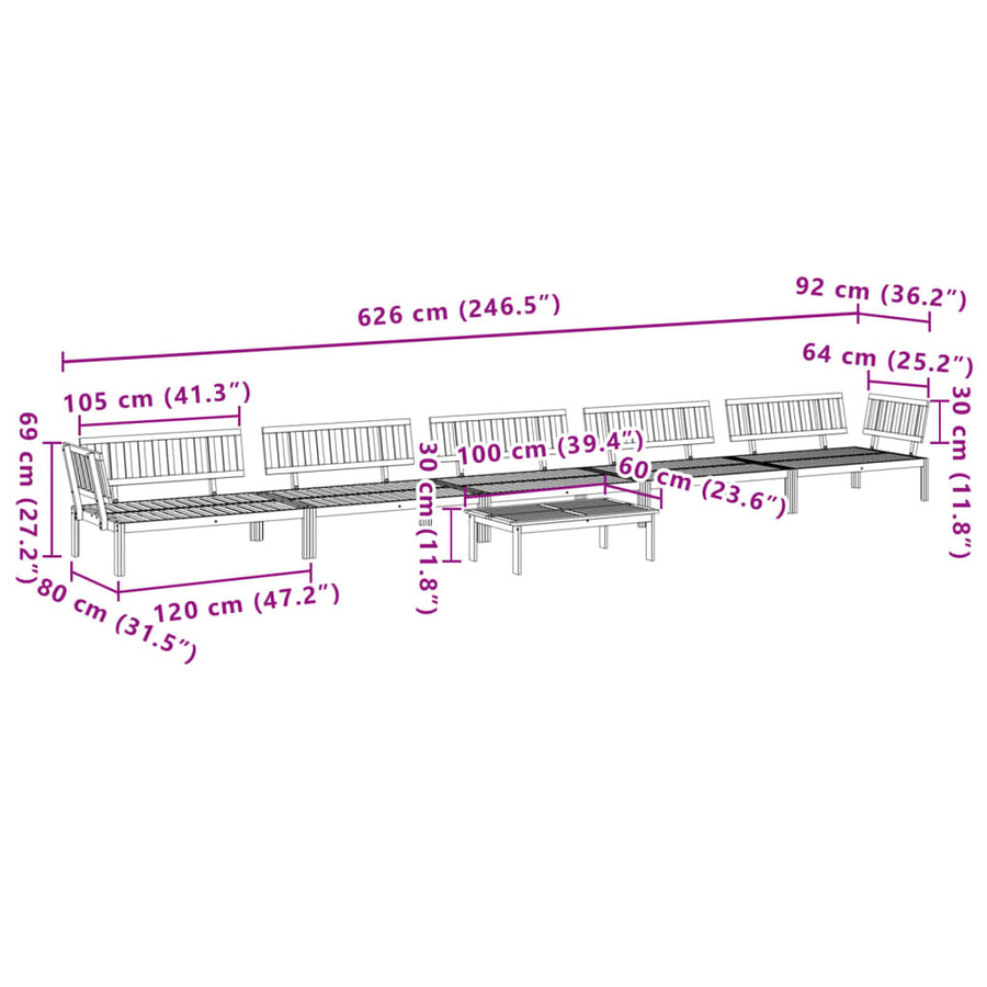 6-Delige Loungeset Pallet Massief Acaciahout Bruin 1